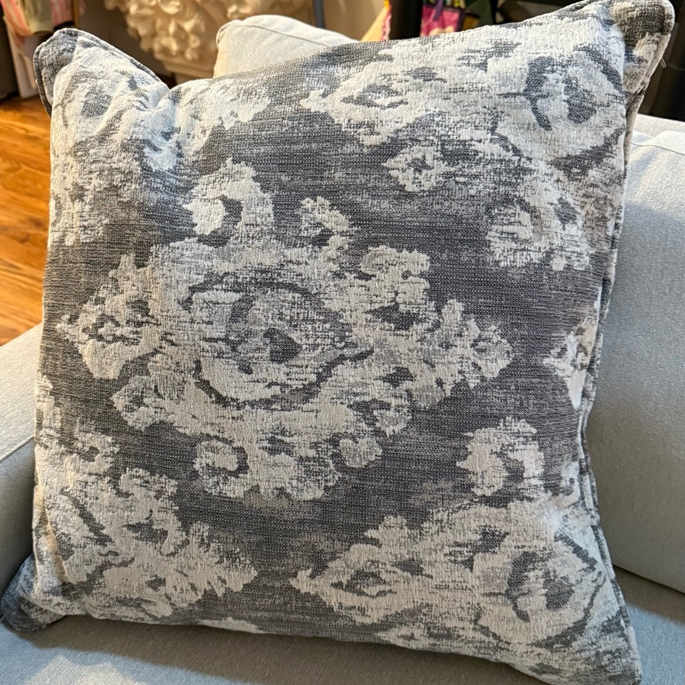Gray and White Damask Throw Pillows 22x22